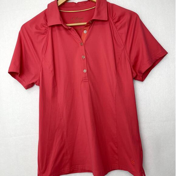 Clover by Bobby Jones Short Sleeve Golf Polo Coral Womens Large - Picture 1 of 8